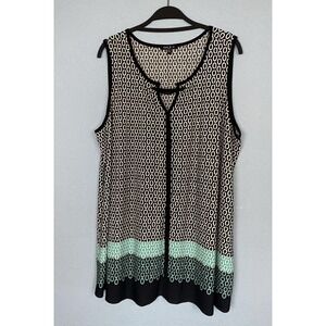 Sami & Jo Sleeveless Top Womans 2XL Geometric Black White Teal